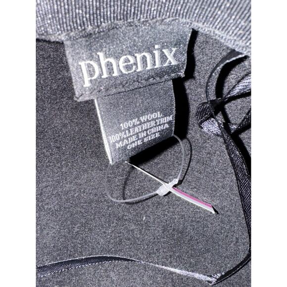 PHENIX Round Crown Fedora 100% Wool Hat Wide Brim Black OS Boho Chic Hat - Picture 3 of 3